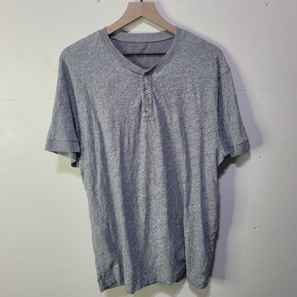 J. Crew Utility Knit Cotton Short Sleeve Henley Gray Shirt XL - Picture 2 of 7